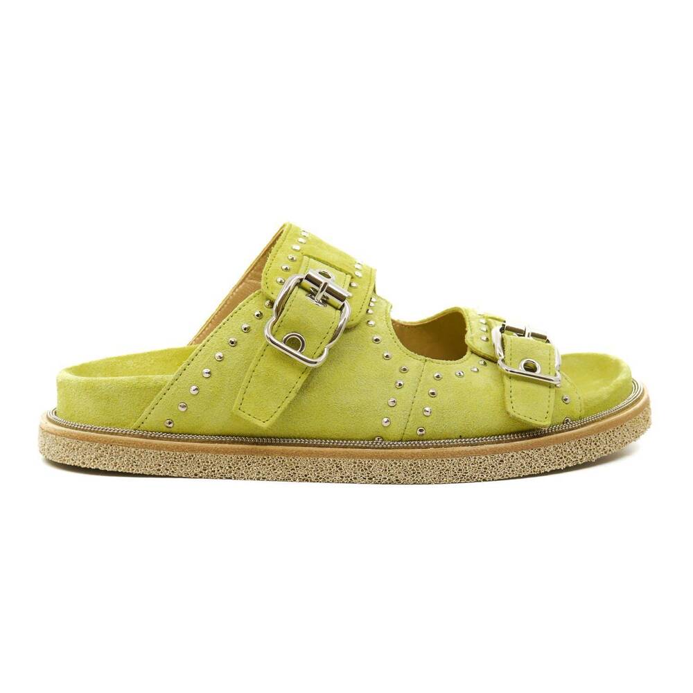 NEW LAURA BELLARIVA women porox dust studs sandals in lime